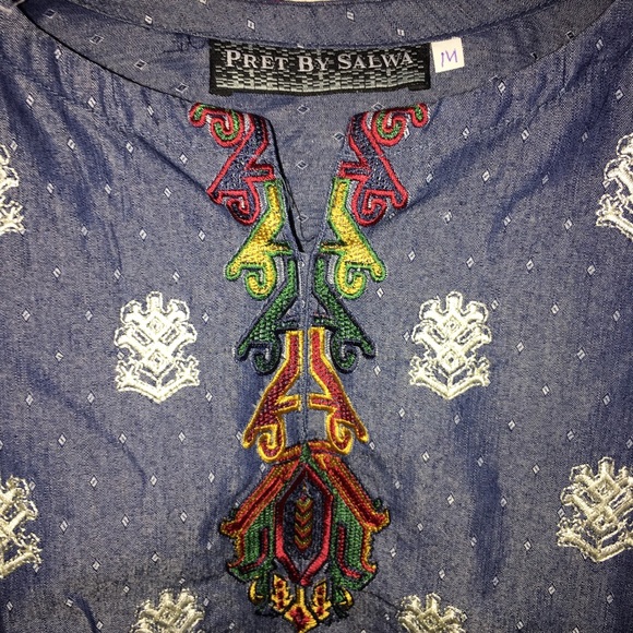 Vintage Pakistan Blue MIDI Dress - Picture 6 of 7